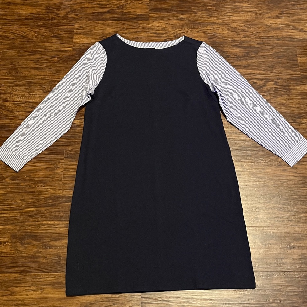 New Talbots Women’s Navy/White Stripe Sleeves Interlock Shift Dress Size XL - Picture 3 of 8